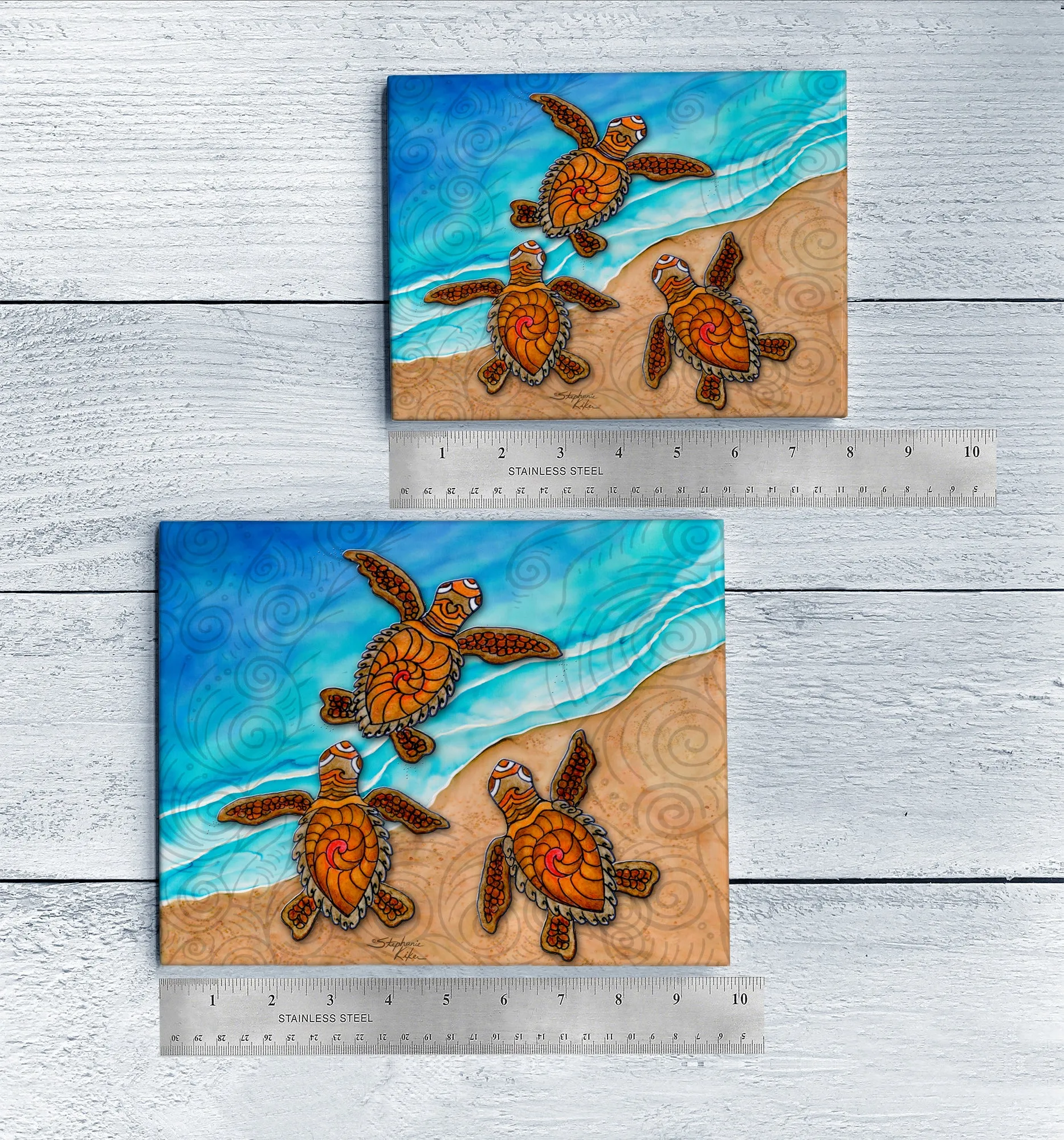 3 Baby Turtles Ceramic Tile