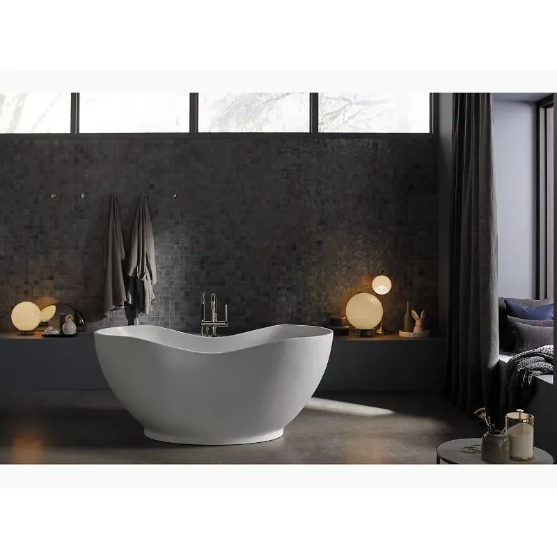 Abrazo 66" x 31.5" x 28.5" Freestanding Bathtub in Honed White