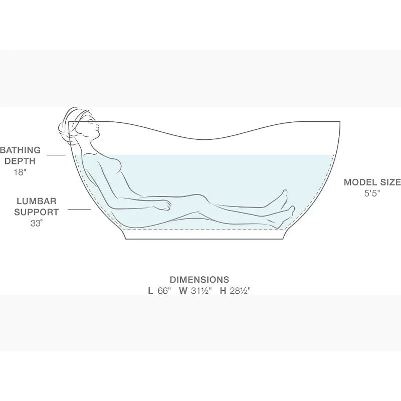 Abrazo 66" x 31.5" x 28.5" Freestanding Bathtub in Honed White