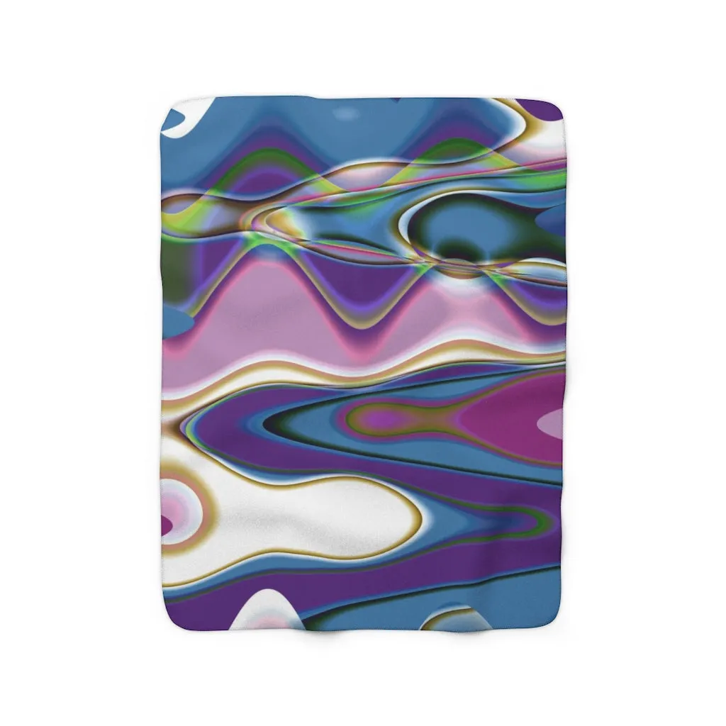 Abstract Comfy Blanket | Blue Purple Green Swerve Lines