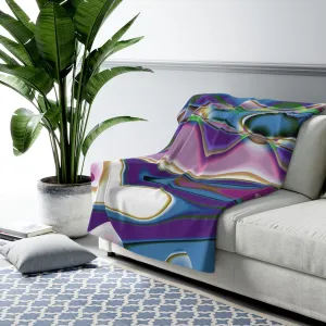 Abstract Comfy Blanket | Blue Purple Green Swerve Lines