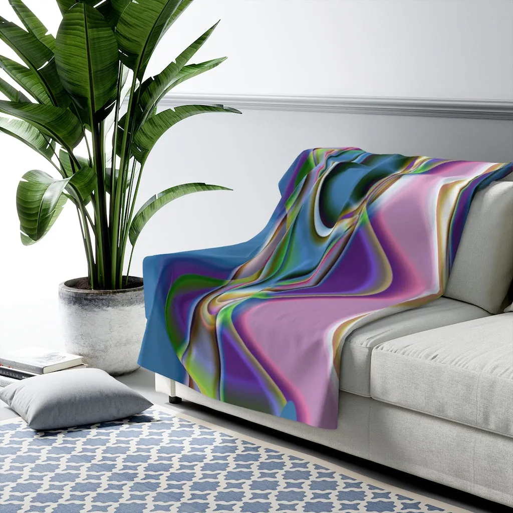 Abstract Comfy Blanket | Blue Purple Green Swerve Lines