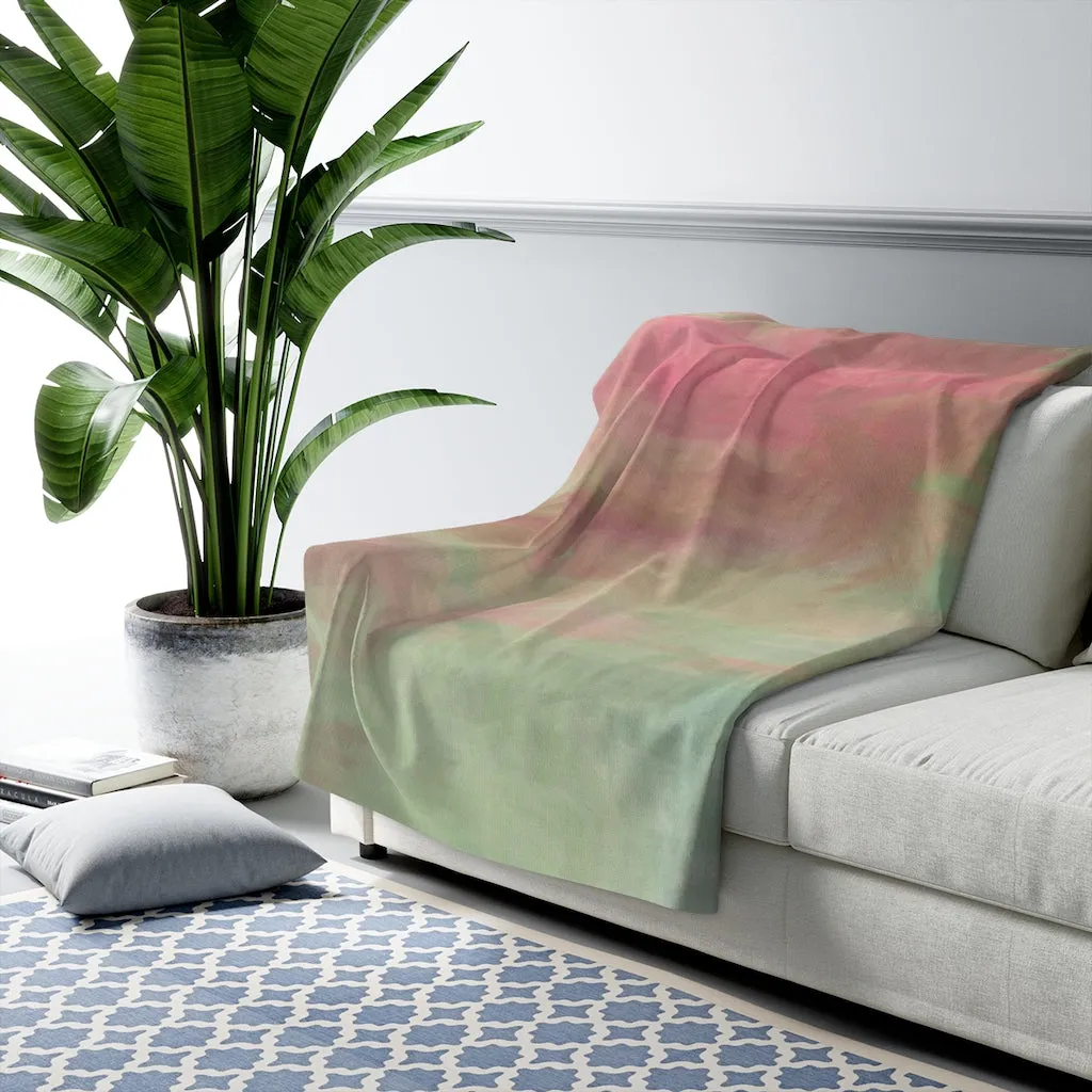 Abstract Comfy Blanket | Green Pink Ombre