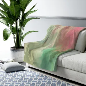 Abstract Comfy Blanket | Green Pink Ombre