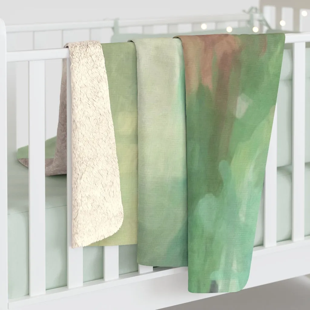 Abstract Comfy Blanket | Green Pink Ombre