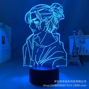 Attack on Titan Cartoon 3D Eren Levi Mikasa Visual Night Lights LED Figure Night Lamp Bedroom Anime Nightlights Color Changing