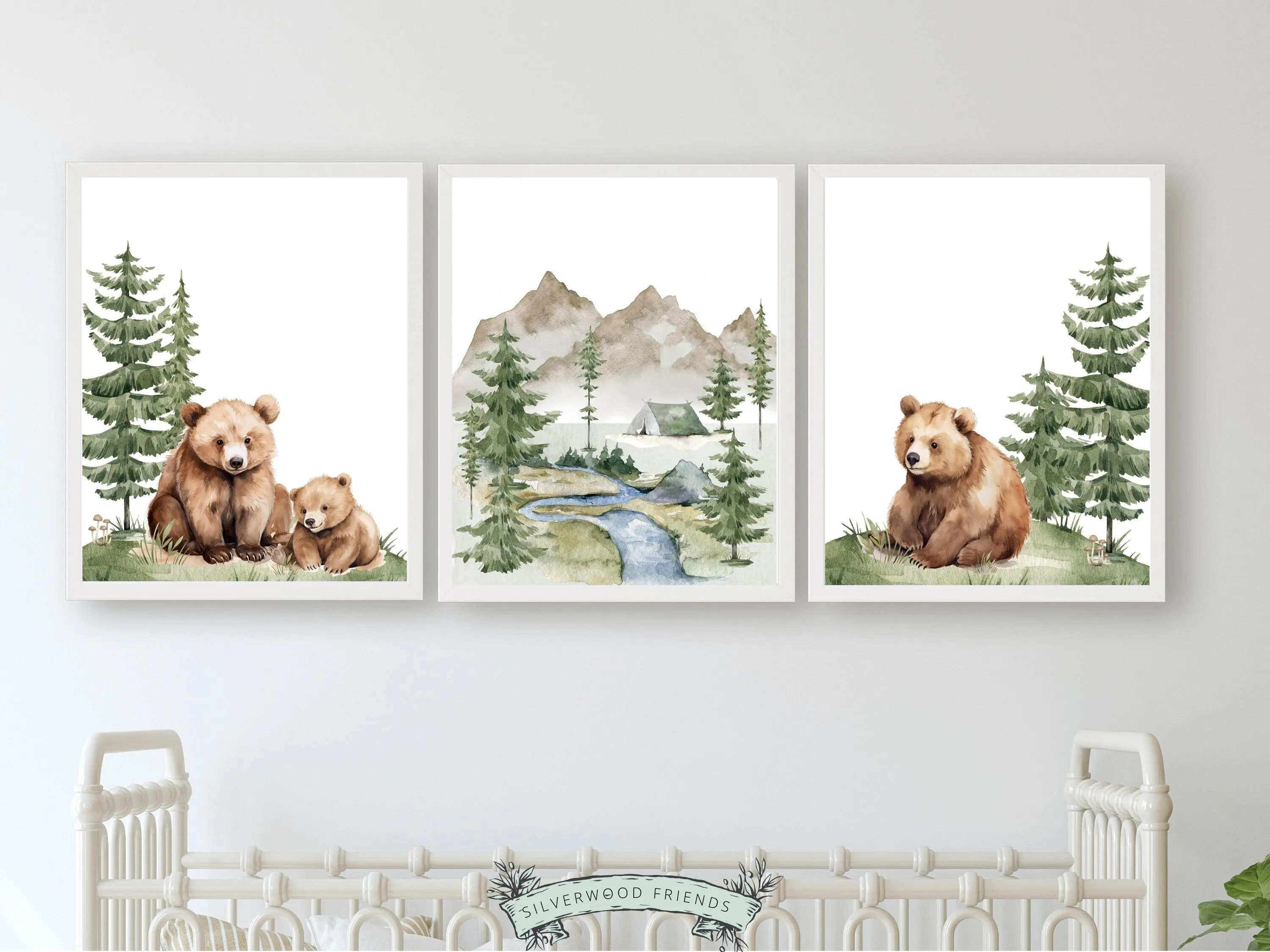 Baby Bear Mountain Nursery Print
