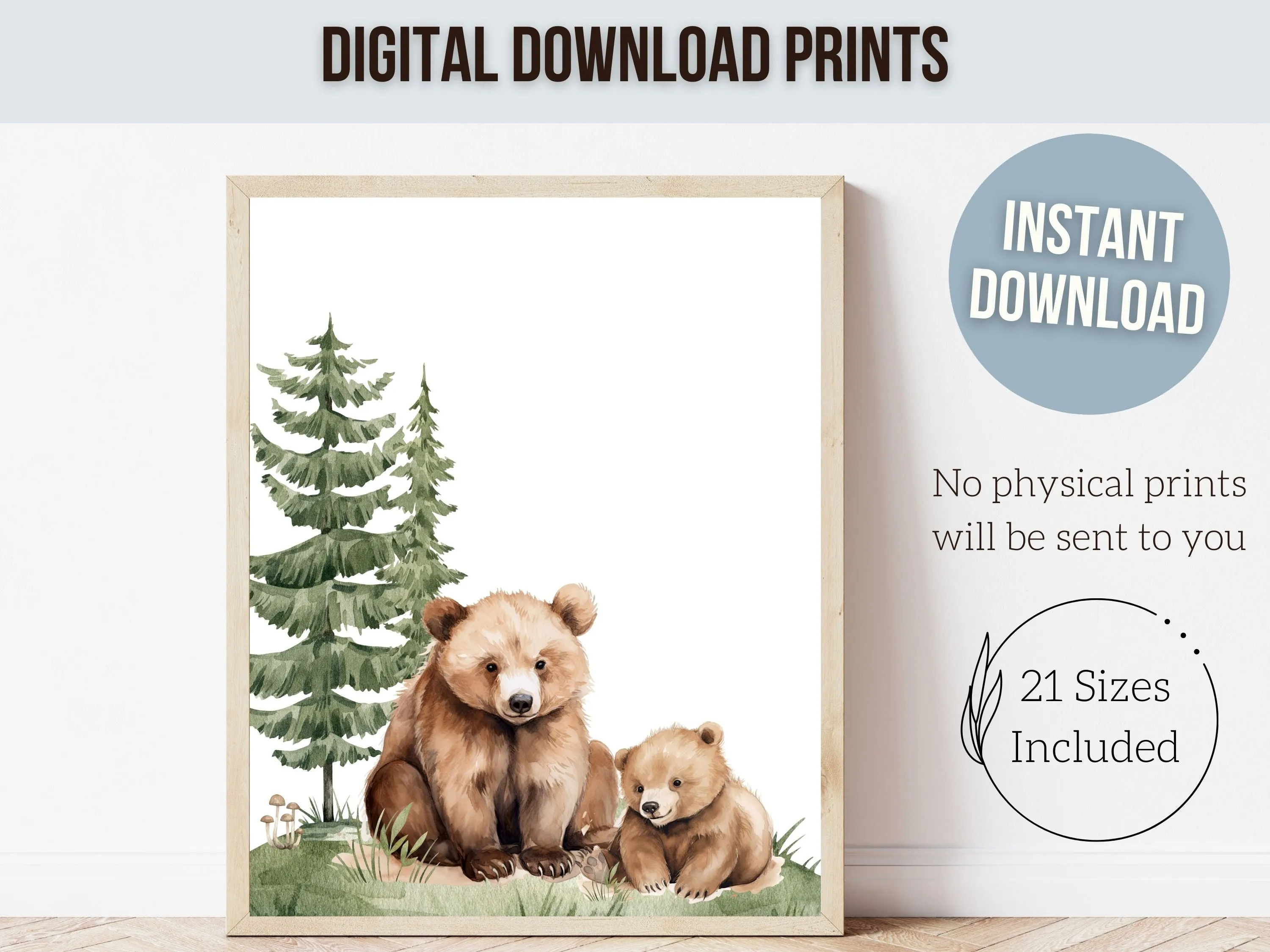 Baby Bear Mountain Nursery Print