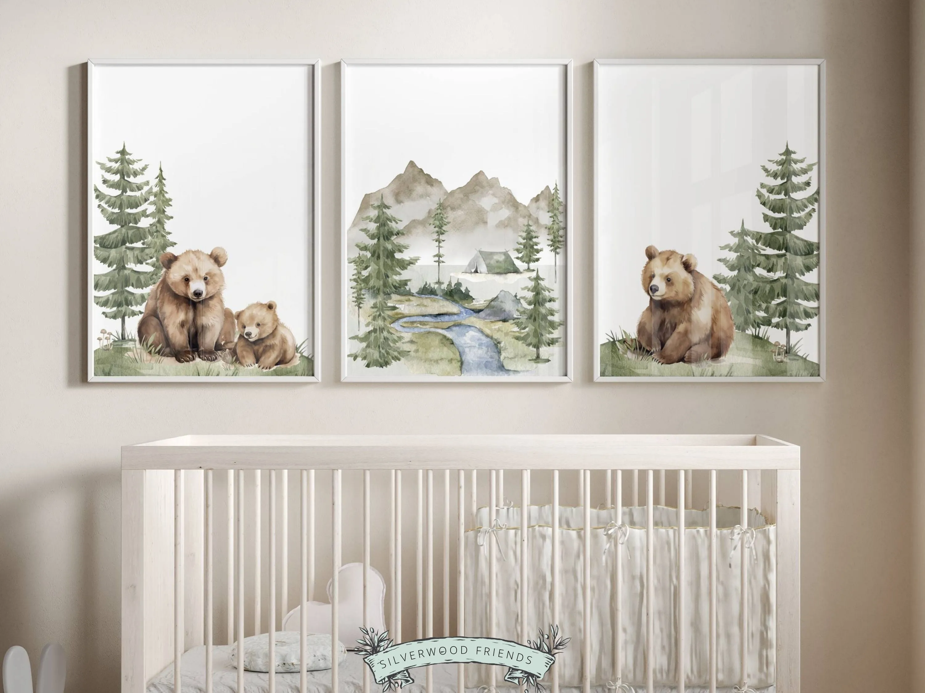 Baby Bear Mountain Nursery Print