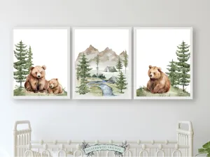 Baby Bear Mountain Nursery Print