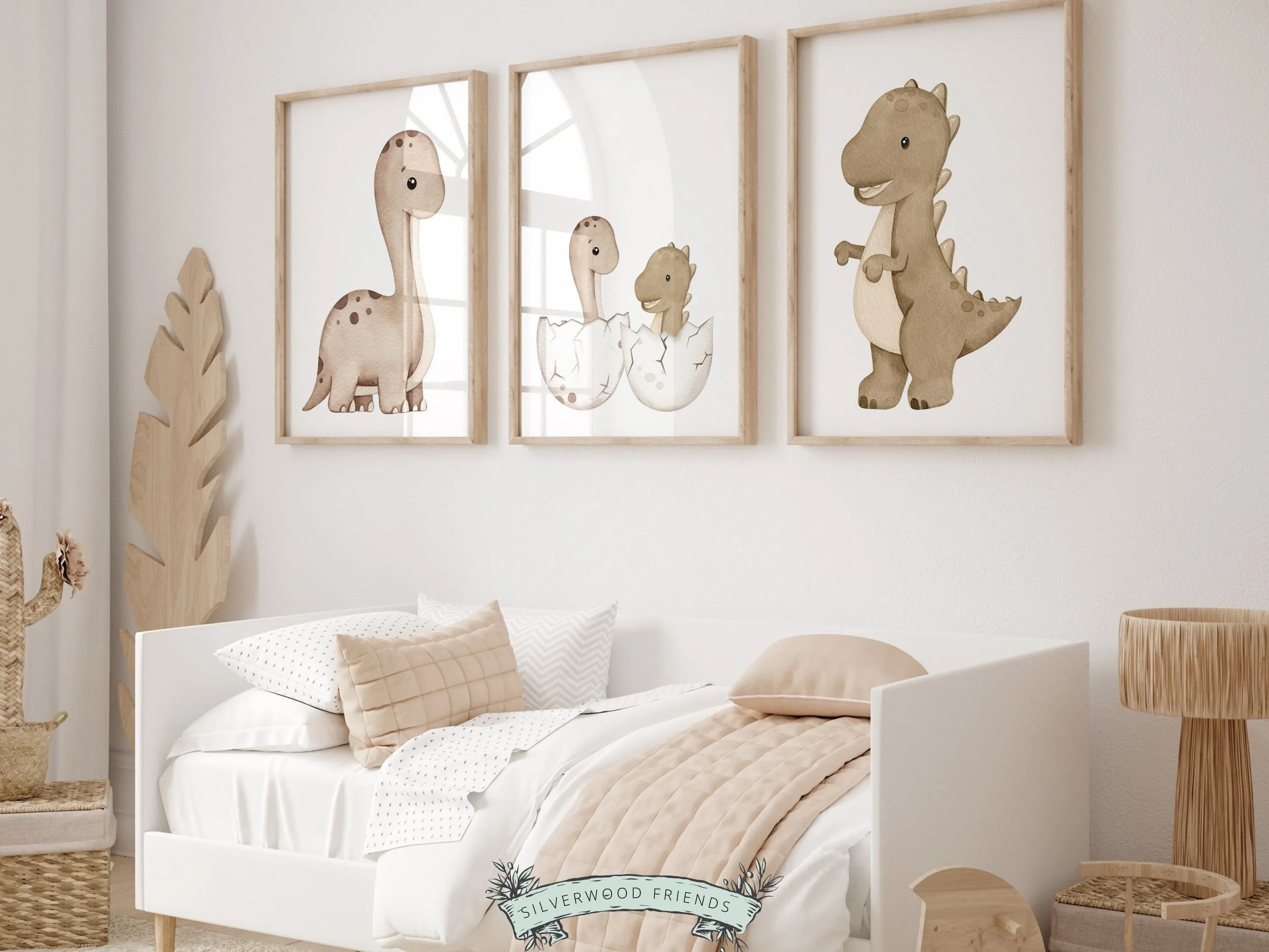Baby Dinosaur Nursery Prints - Neutral