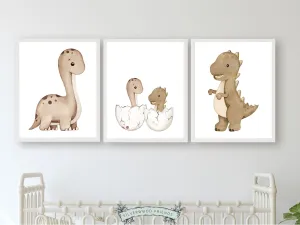 Baby Dinosaur Nursery Prints - Neutral