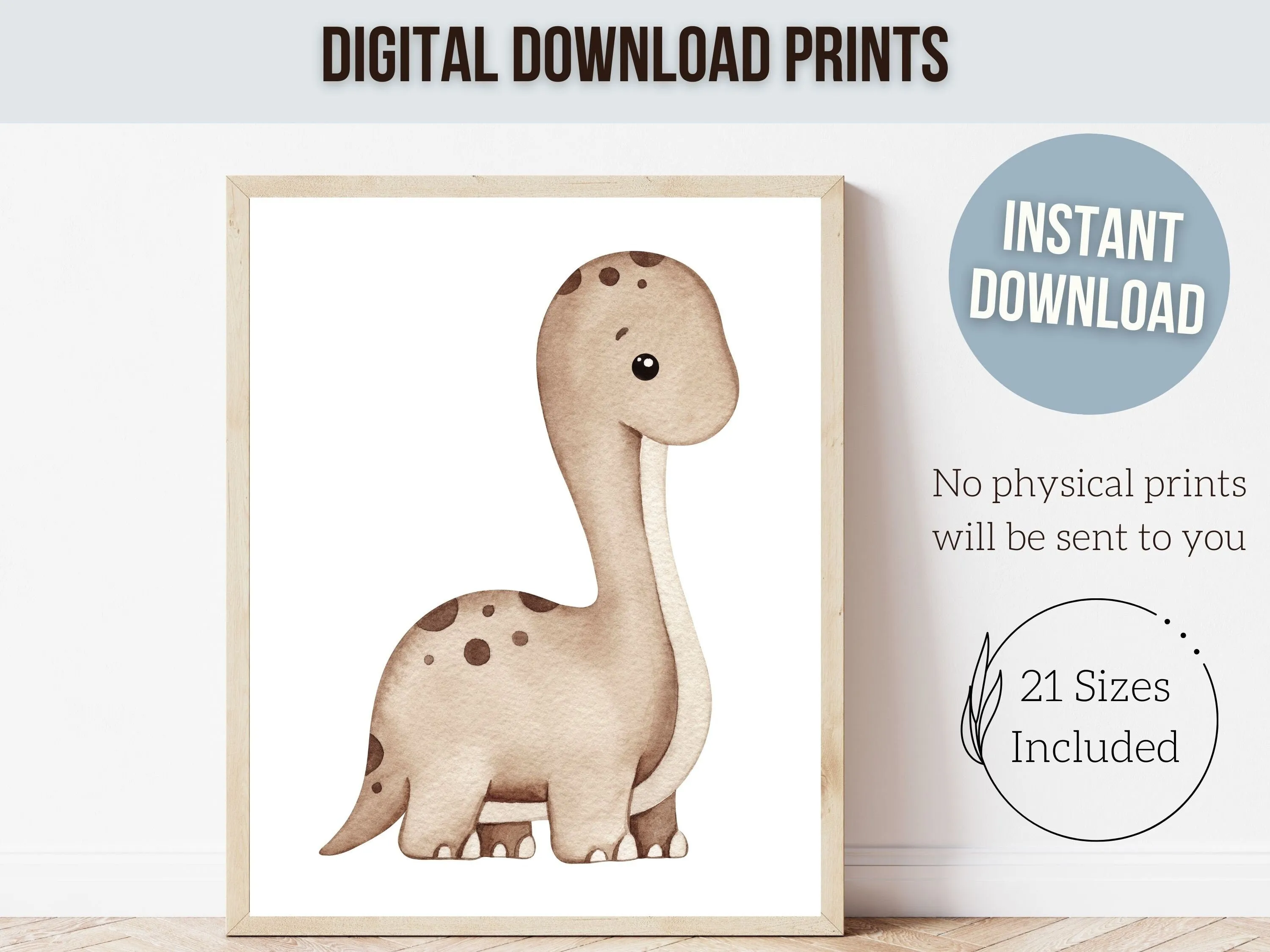 Baby Dinosaur Nursery Prints - Neutral