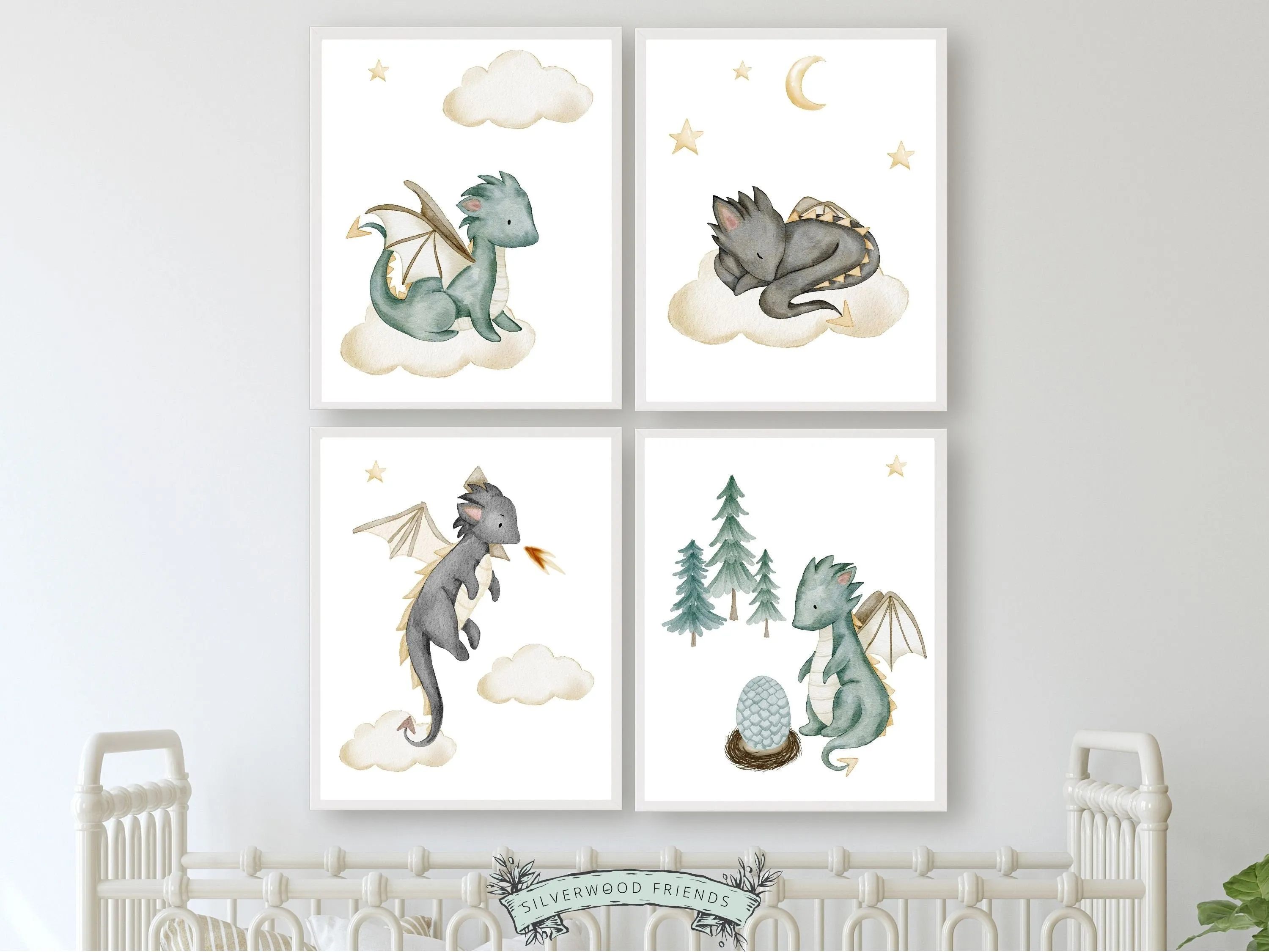 Baby Dragon Nursery Print Set of 4