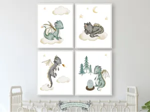 Baby Dragon Nursery Print Set of 4
