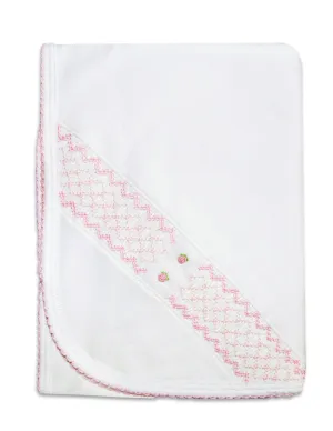 Baby Girl's White Pima Cotton Smocked Flower Blanket