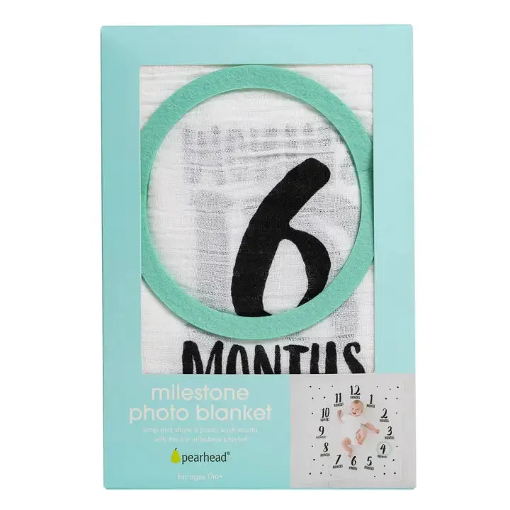 Baby Monthly Milestone Blanket | Black Dotted | Pearhead
