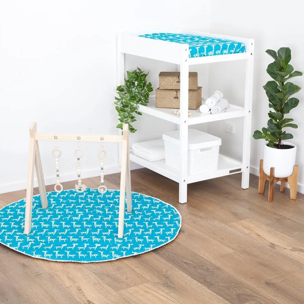 Baby Play Mat (Waterproof Backing) - Teal Giraffe