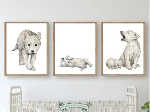 Baby Wolf Nursery Print Set of 3