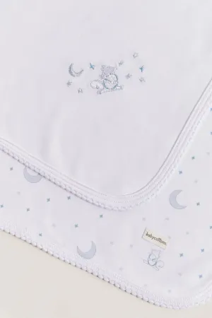 Babycottons Gustav In The Sky Small Blanket White & Light Blue