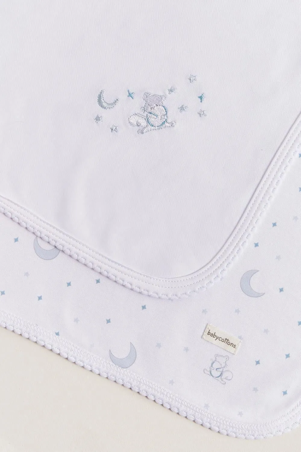 Babycottons Gustav In The Sky Small Blanket White & Light Blue