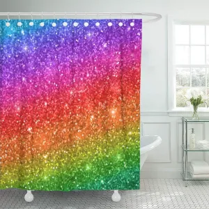 BPBOP Multicolor Multicolored Glitter Rainbow Gradient Raster Sequin Abstract Abstraction Bling Blink Shower Curtain 66x72 inch