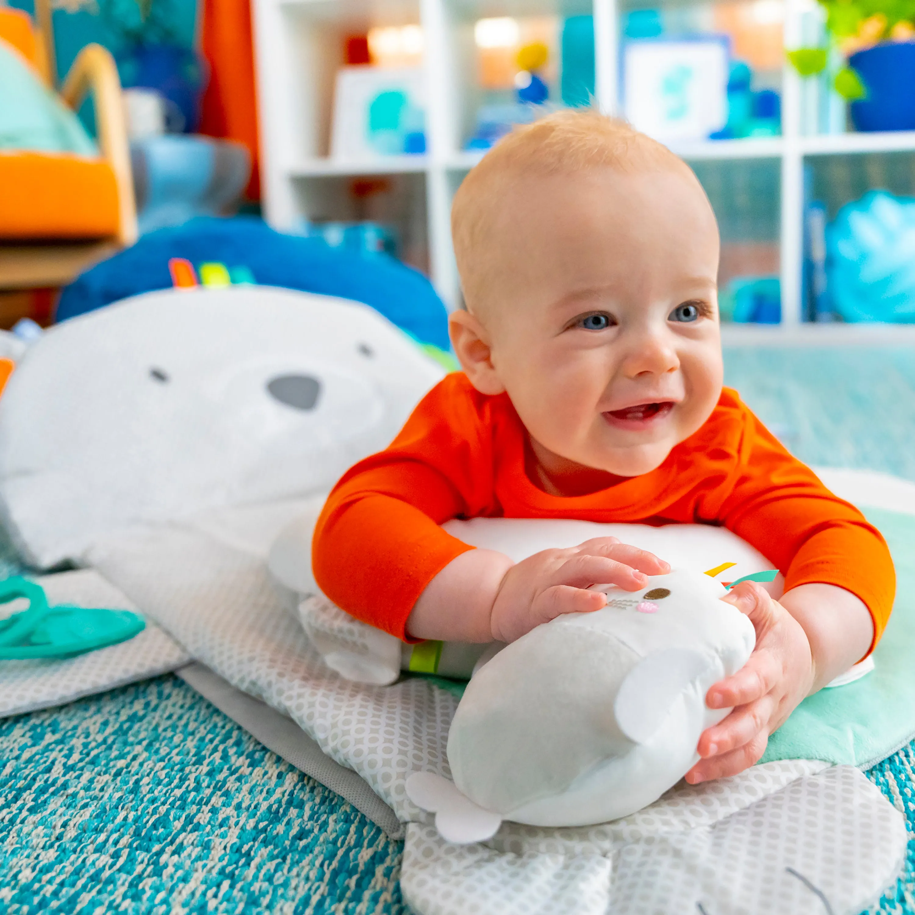 Bright Starts Tummy Time Prop & Play Baby Activity Mat, Polar Bear
