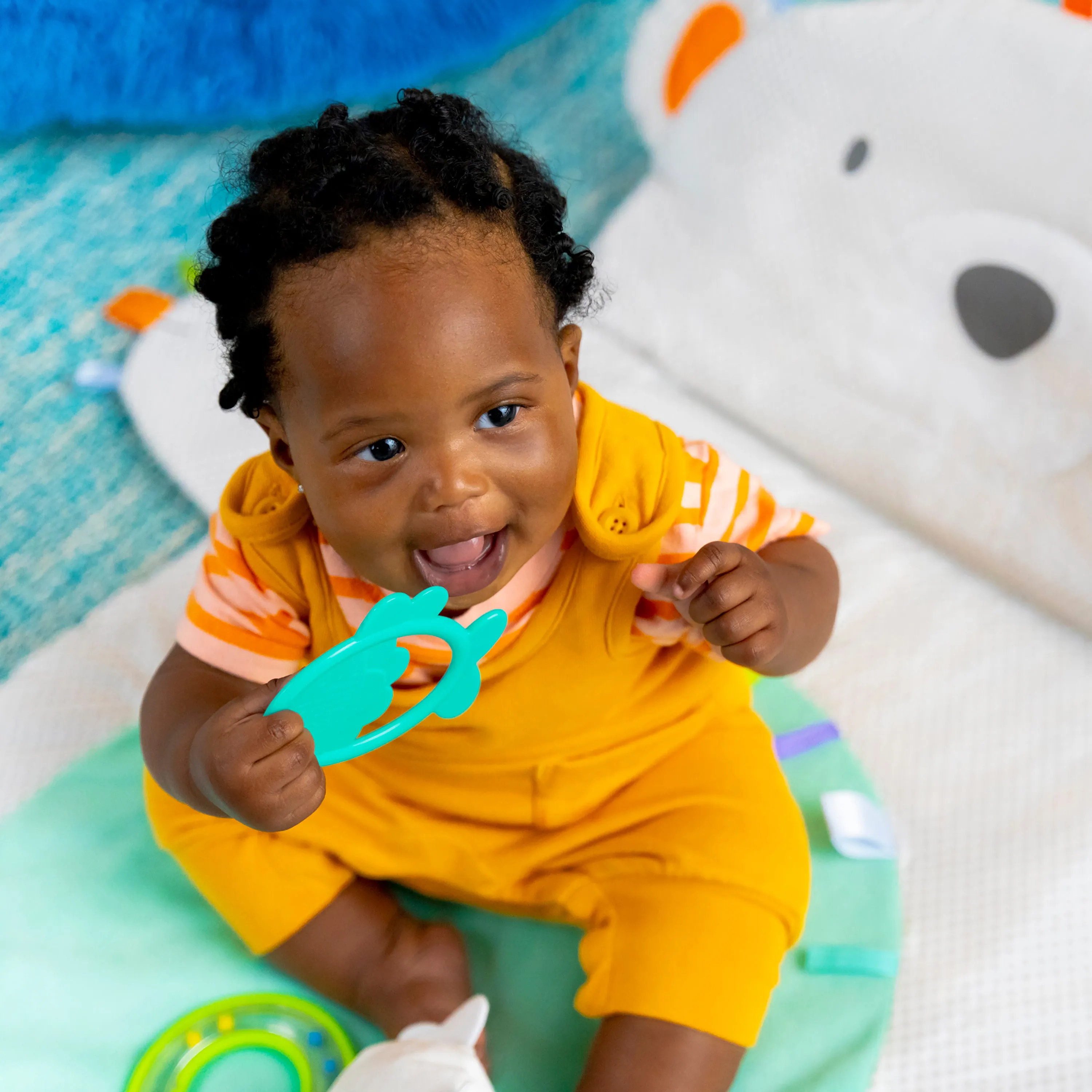 Bright Starts Tummy Time Prop & Play Baby Activity Mat, Polar Bear