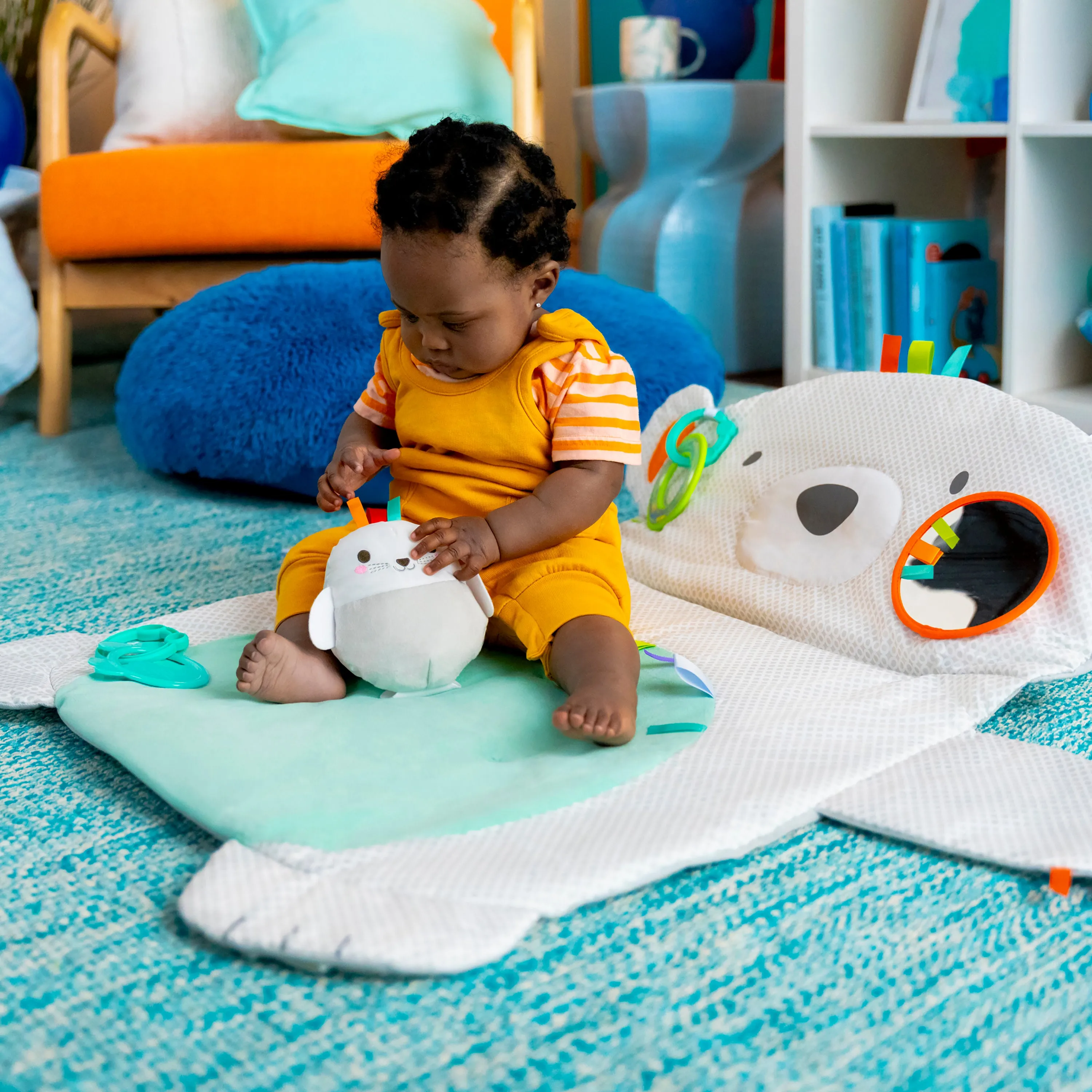 Bright Starts Tummy Time Prop & Play Baby Activity Mat, Polar Bear
