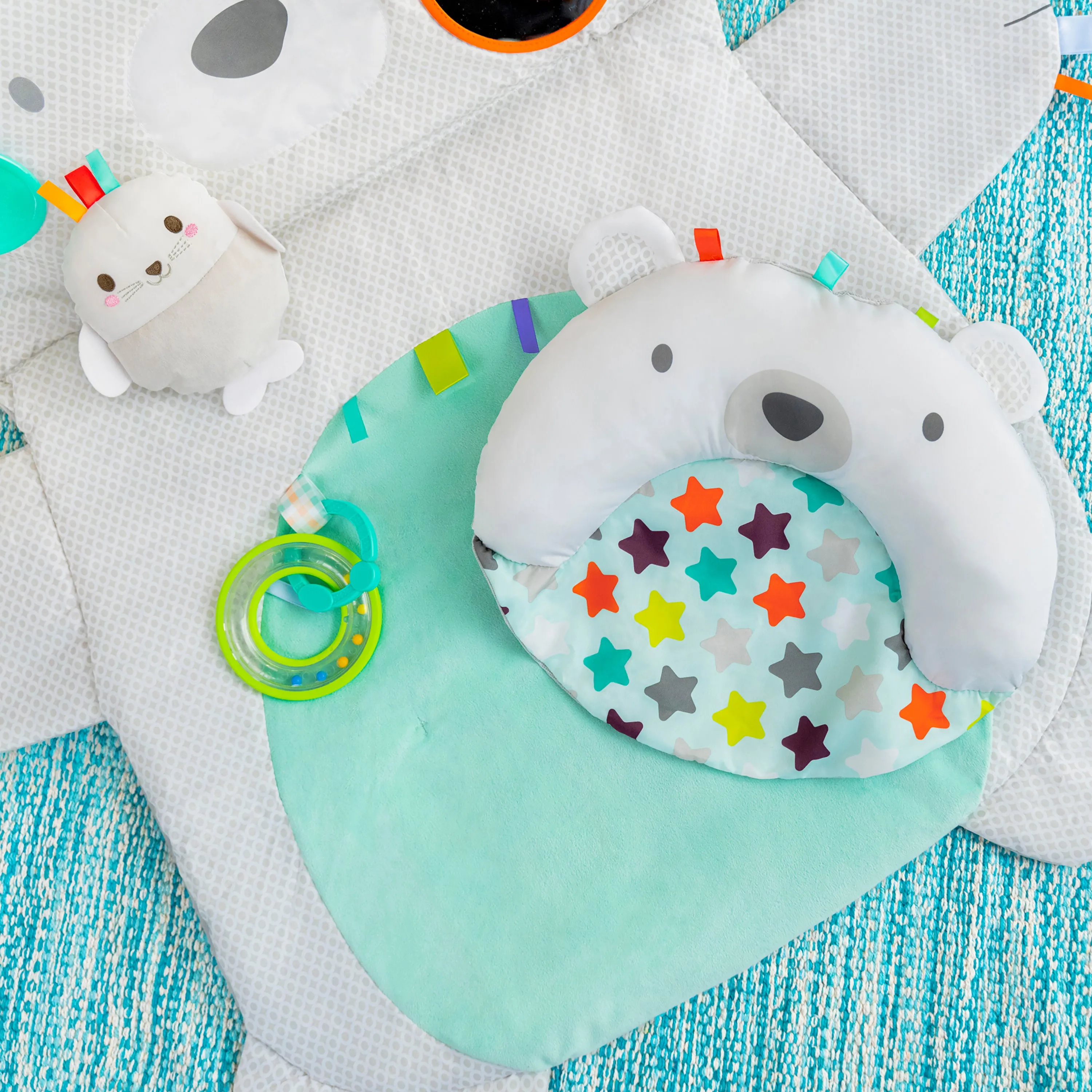 Bright Starts Tummy Time Prop & Play Baby Activity Mat, Polar Bear