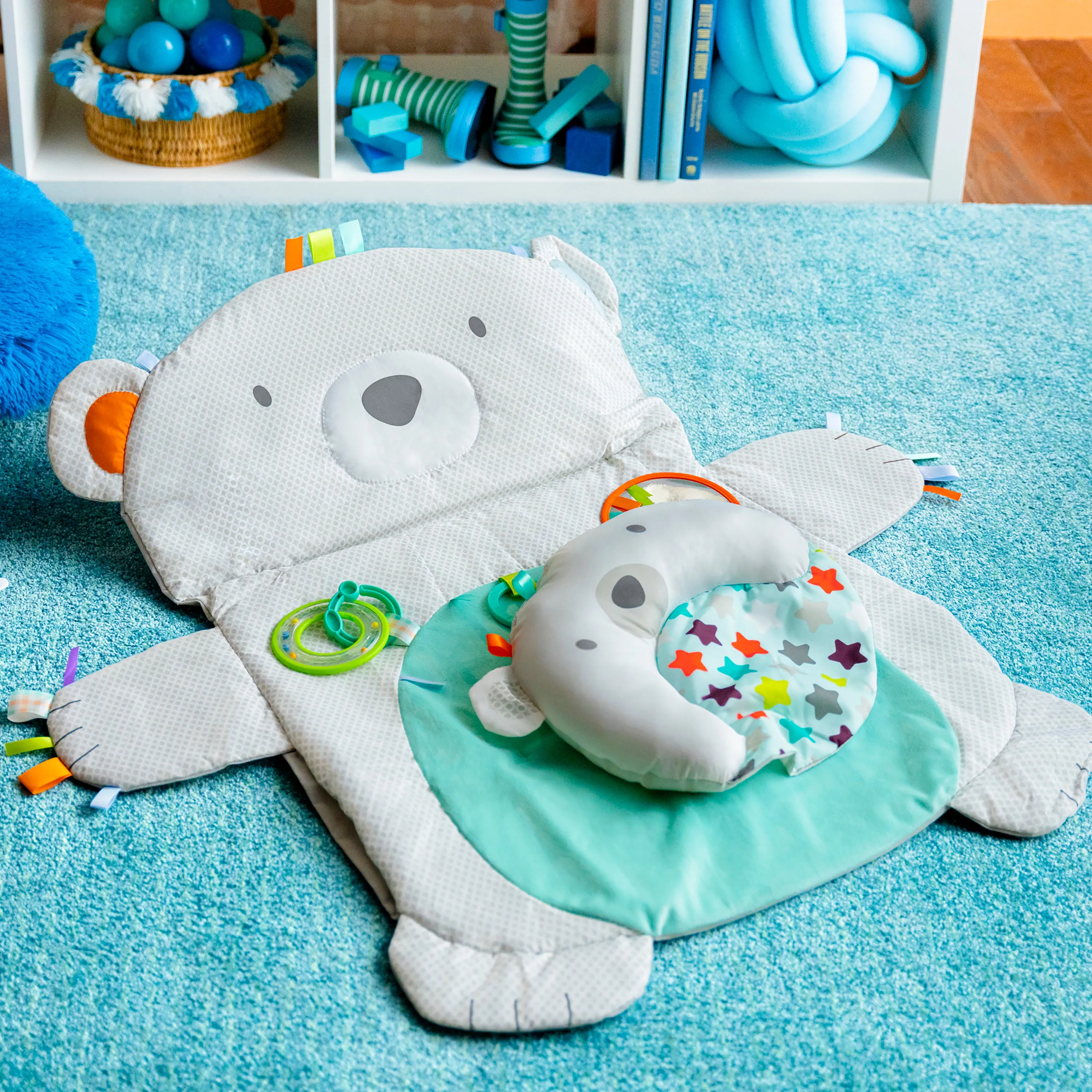 Bright Starts Tummy Time Prop & Play Baby Activity Mat, Polar Bear