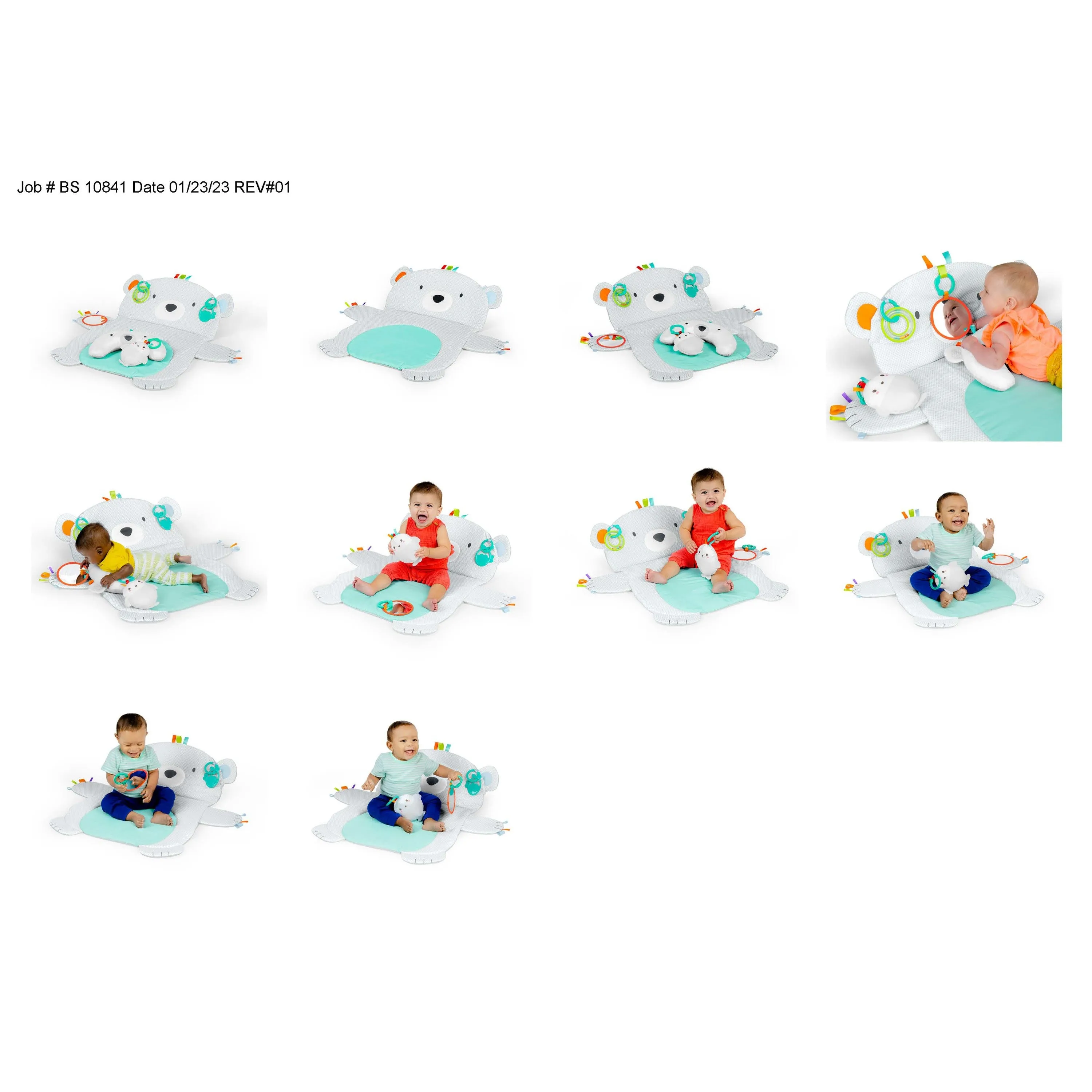 Bright Starts Tummy Time Prop & Play Baby Activity Mat, Polar Bear