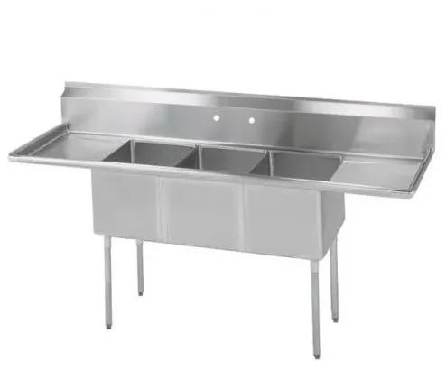 C3T101410-15LR Enhanced, Sink, 3-compartment, left & right drainboard