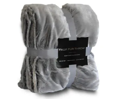 Charcoal Faux Fur Blanket