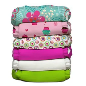 Charlie Banana 6 Diapers 12 Inserts Flower Power One Size Hybrid AIO