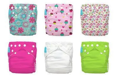 Charlie Banana 6 Diapers 12 Inserts Flower Power One Size Hybrid AIO