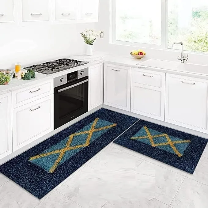 Chetak Handloom Kitchen Set Cotton Rectangular Floor Mat Doormat Pack Of 2 Complete Set Piece Light Green