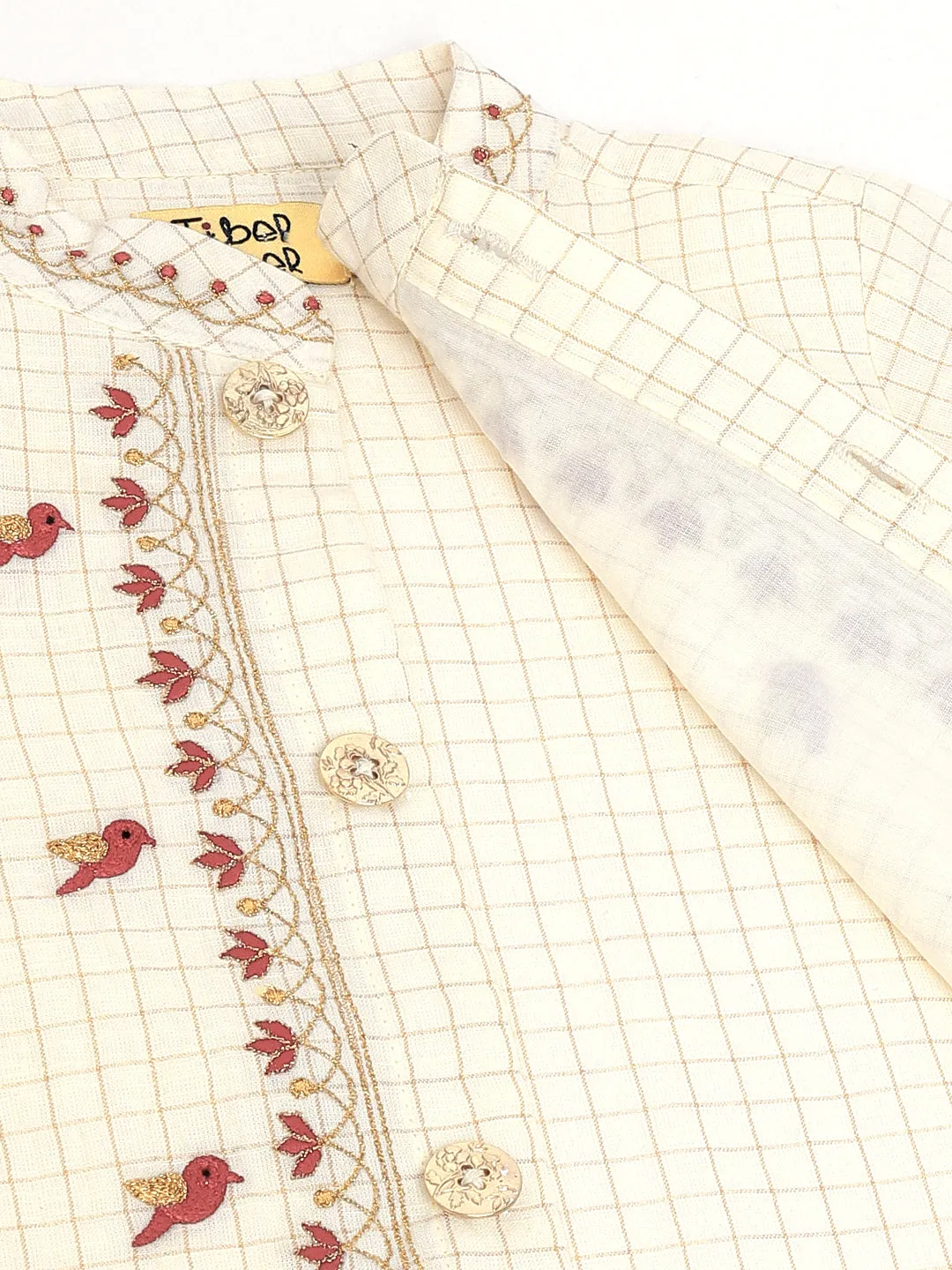Chidiya Udd Zari Dhoti Set - Cream