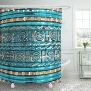 CYNLON Girly Bling Beads Turquoise Teal Silver Chic Rhinestones Gemstones Bathroom Decor Bath Shower Curtain 60x72 inch