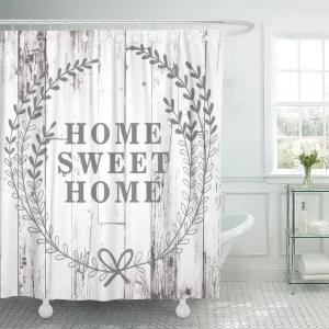 CYNLON Modern White Wood Rustic Farmhouse Home Sweet Farm Shabby Bathroom Decor Bath Shower Curtain 60x72 inch
