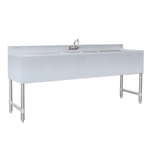 E-BAR3B72-LR Enhanced 72" Bar Sink with 3" Backsplash, 3 Tubs, Right/Left Drainboards