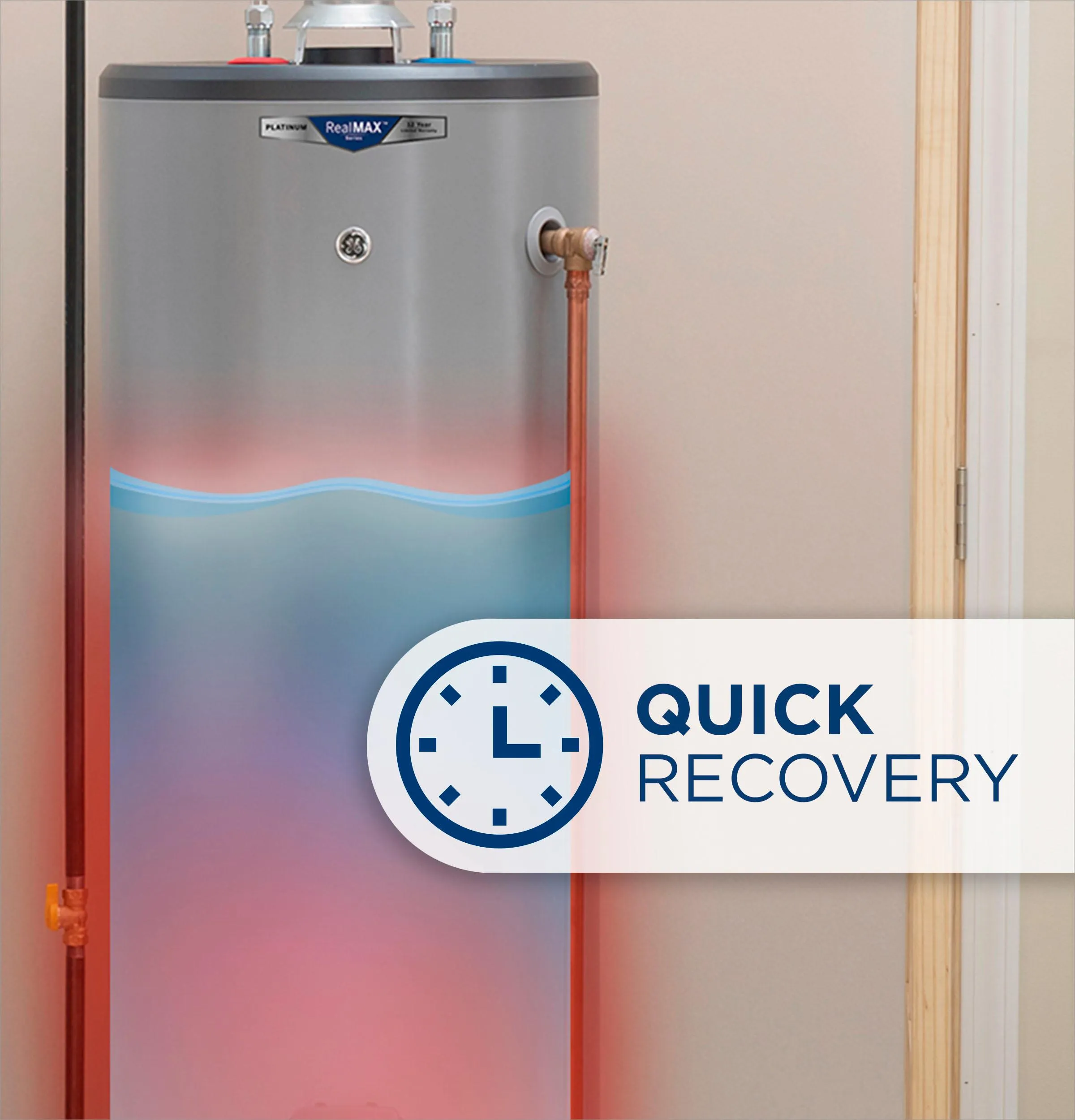 GG40S12BXR GE RealMAX Platinum 40-Gallon Short Natural Gas Atmospheric Water Heater