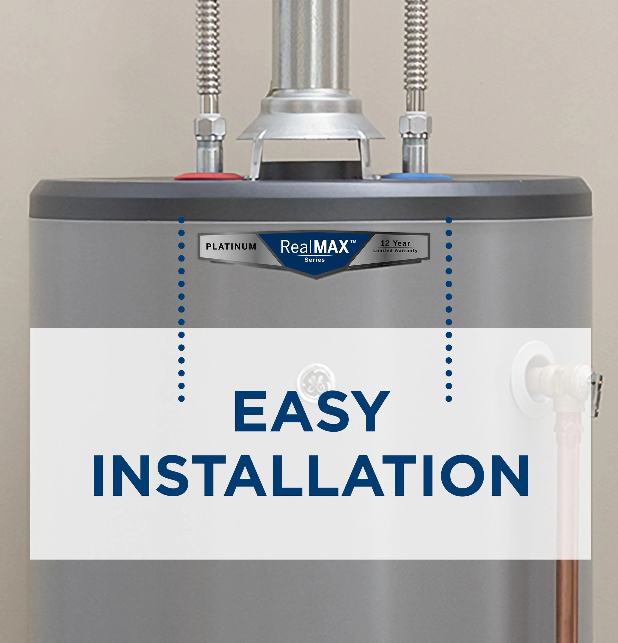GG40S12BXR GE RealMAX Platinum 40-Gallon Short Natural Gas Atmospheric Water Heater
