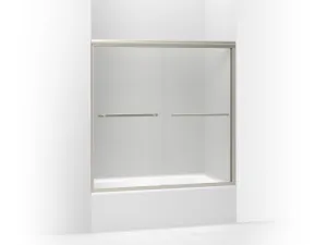 Gradient Frosted Tempered Glass Sliding Bath Door with Matte Nickel Frame