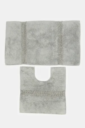 Grey Textured Bathmat (2 Piece)