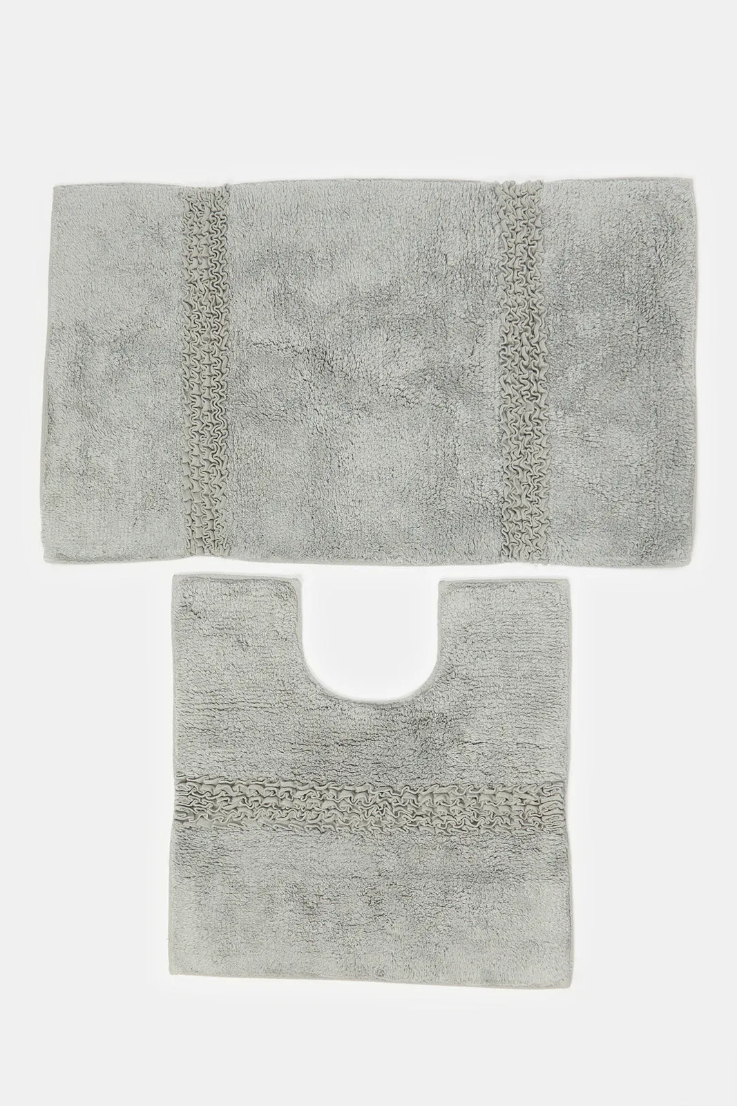 Grey Textured Bathmat (2 Piece)