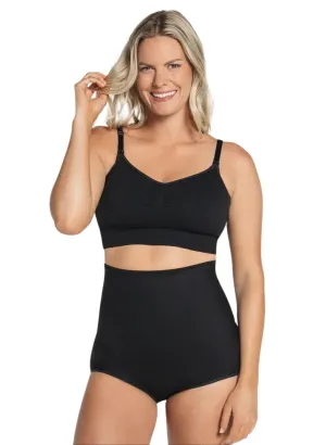 High-Waisted Postpartum Panty with Adjustable Belly Wrap for Natural or C-Section Birth - Black