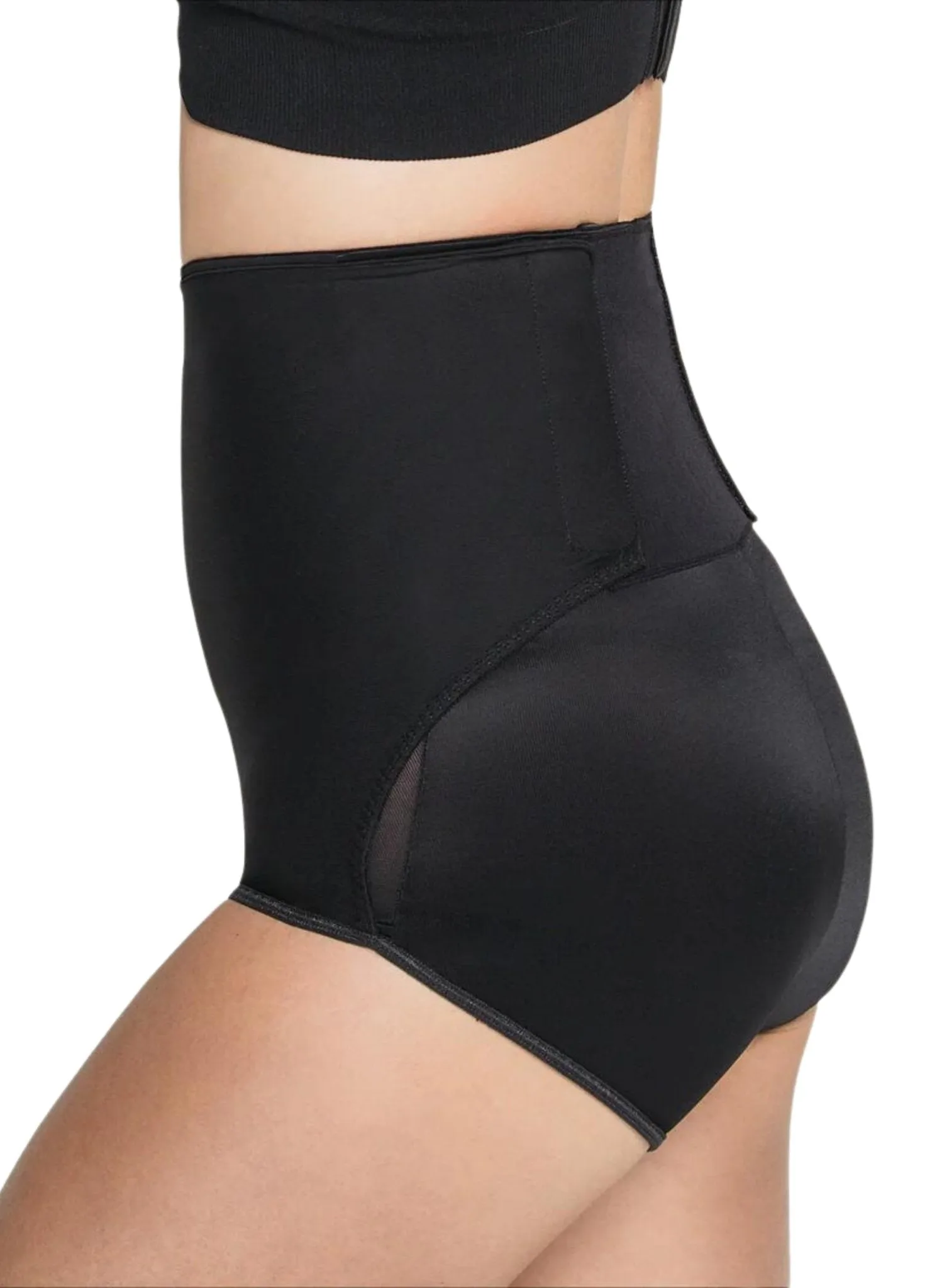 High-Waisted Postpartum Panty with Adjustable Belly Wrap for Natural or C-Section Birth - Black