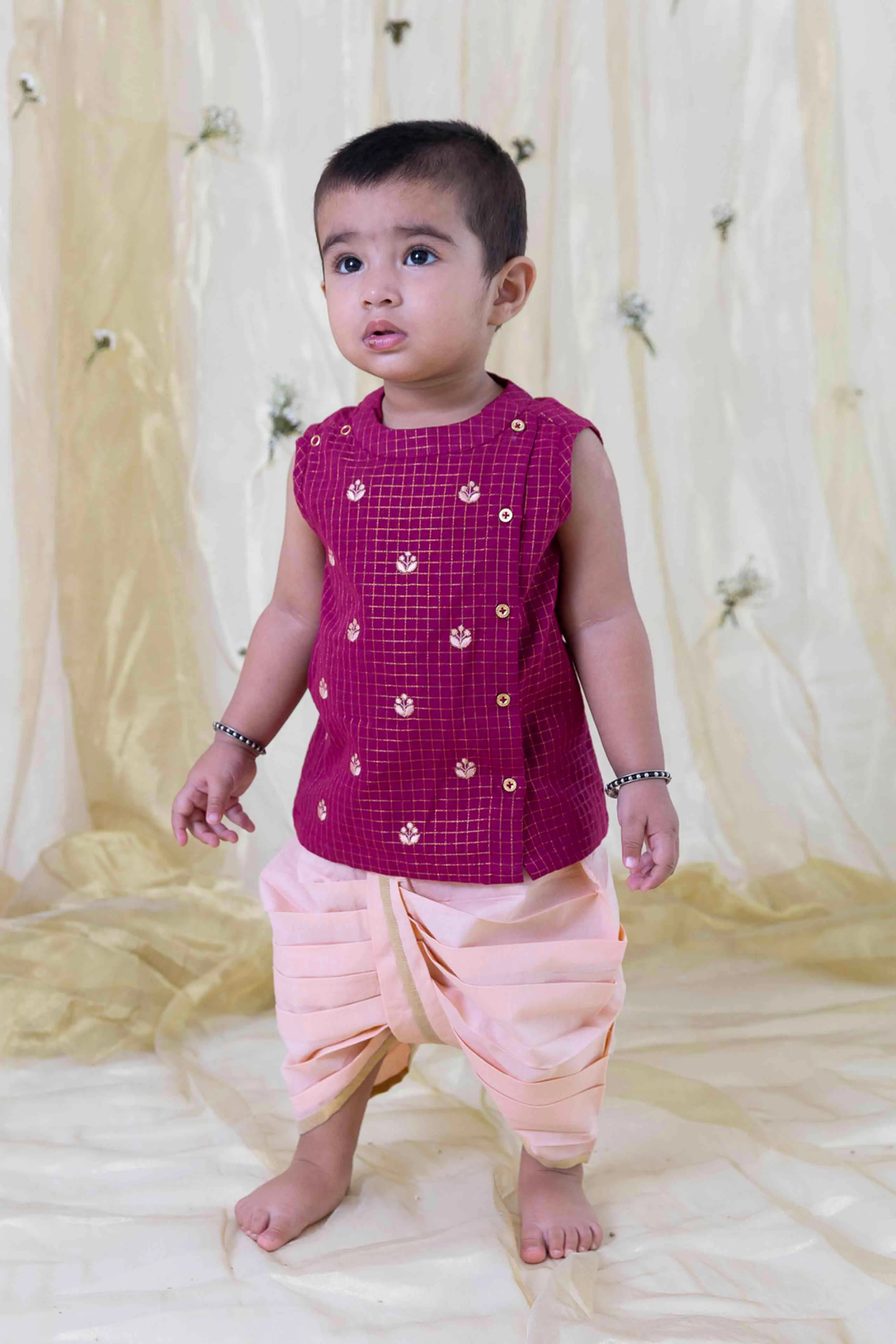 Imli ka Buta Dhoti Set - Purple