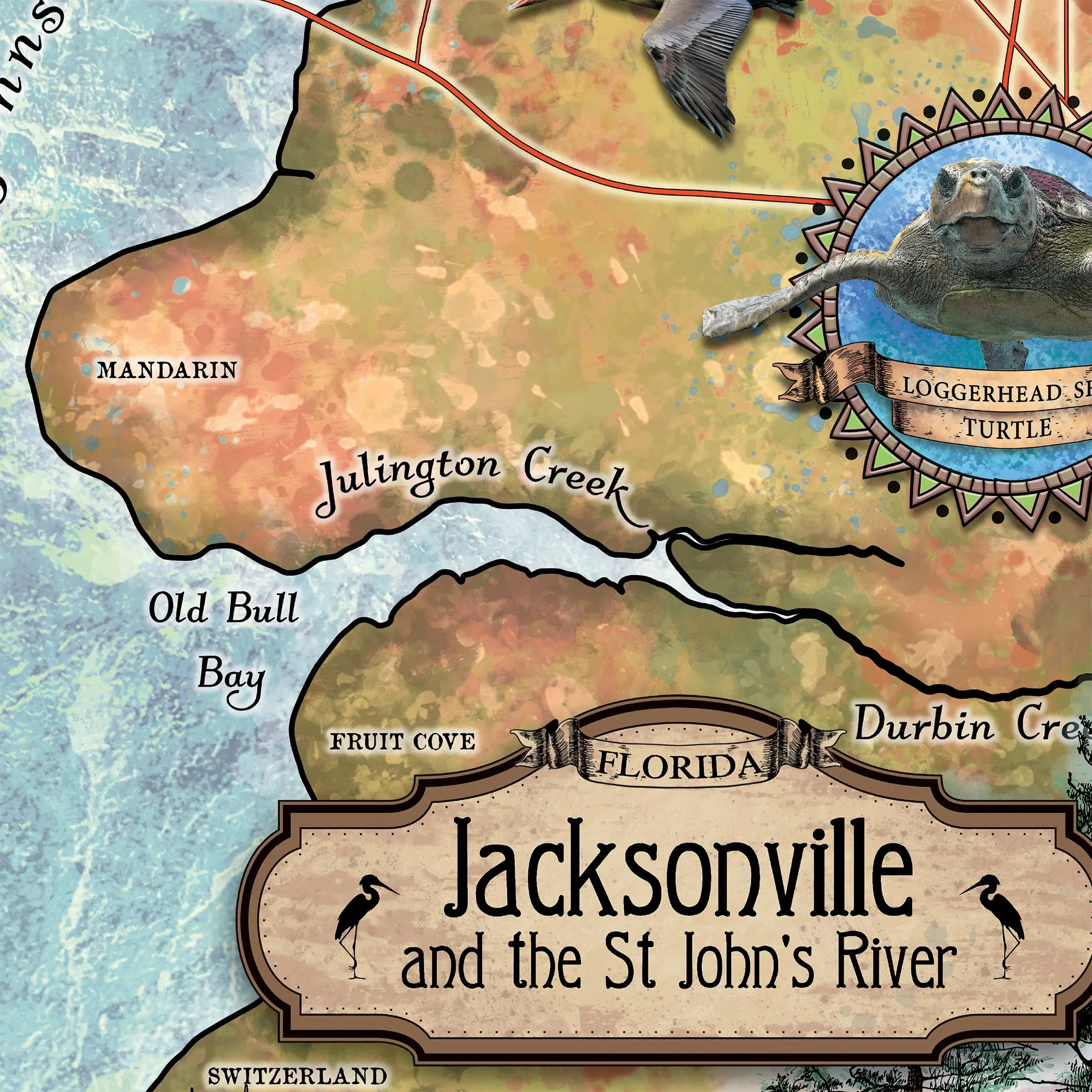 Jacksonville and The St. John's River Florida Map Blanket Double Stitched Edges Luxury Fluffy Super Soft 430 GSM Polyester Throw Blanket